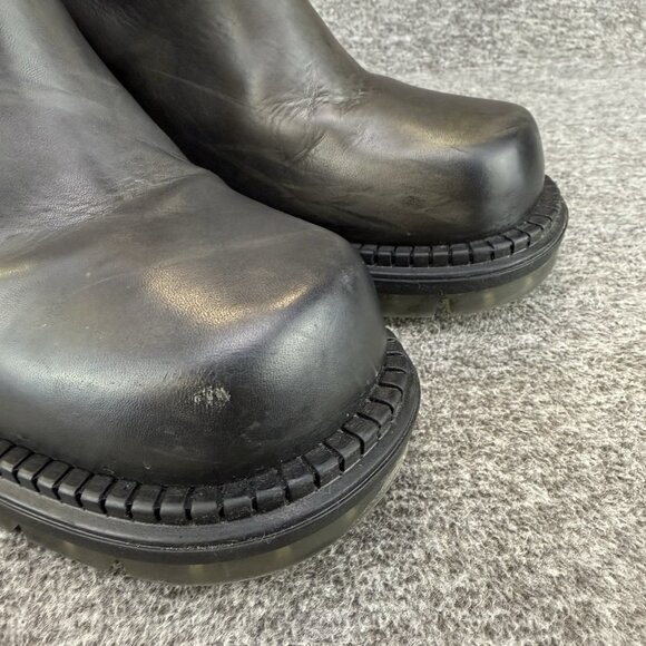 ✅Emanuele Crasto Boots Women's 39/8.5 Chunky Heel Mid Calf Grey Pull On Leather - Picture 8 of 11